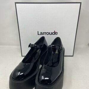 Larroude Glossy Black Platform Mary Jane Olivia Pump Size 9.5